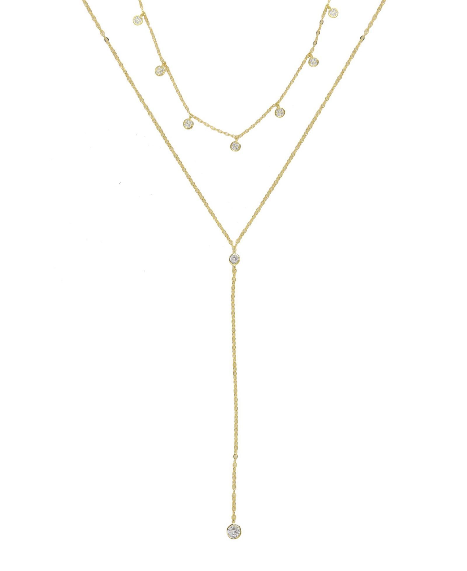 ETTIKA Simplistic Crystal Layered Lariat Necklace Set
