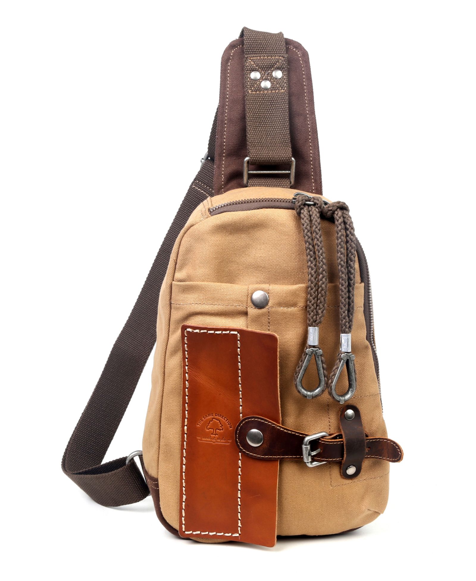 TSD BRAND Hidden Woods Canvas Sling Bag