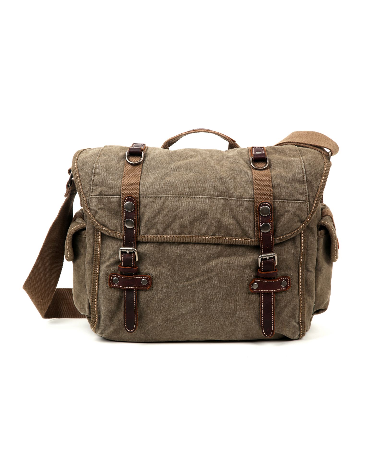 TSD Brand Silver Road Canvas Messenger Bag
