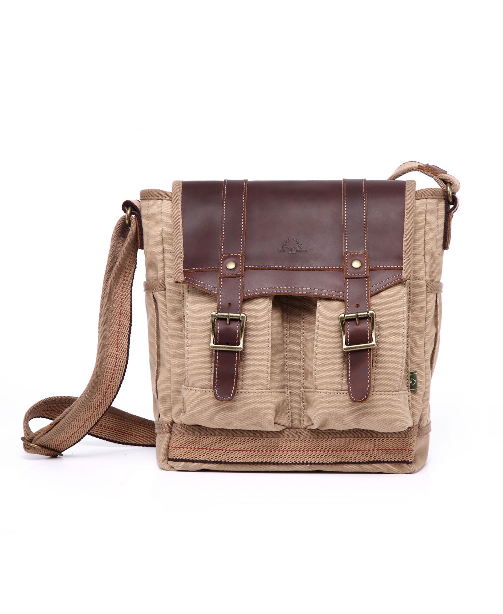 TSD Brand Turtle Ridge 4-Pocket Canvas Crossbody Bag