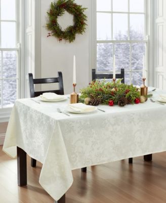 Elrene Poinsettia Elegance Jacquard Holiday Tablecloth- 52" Square