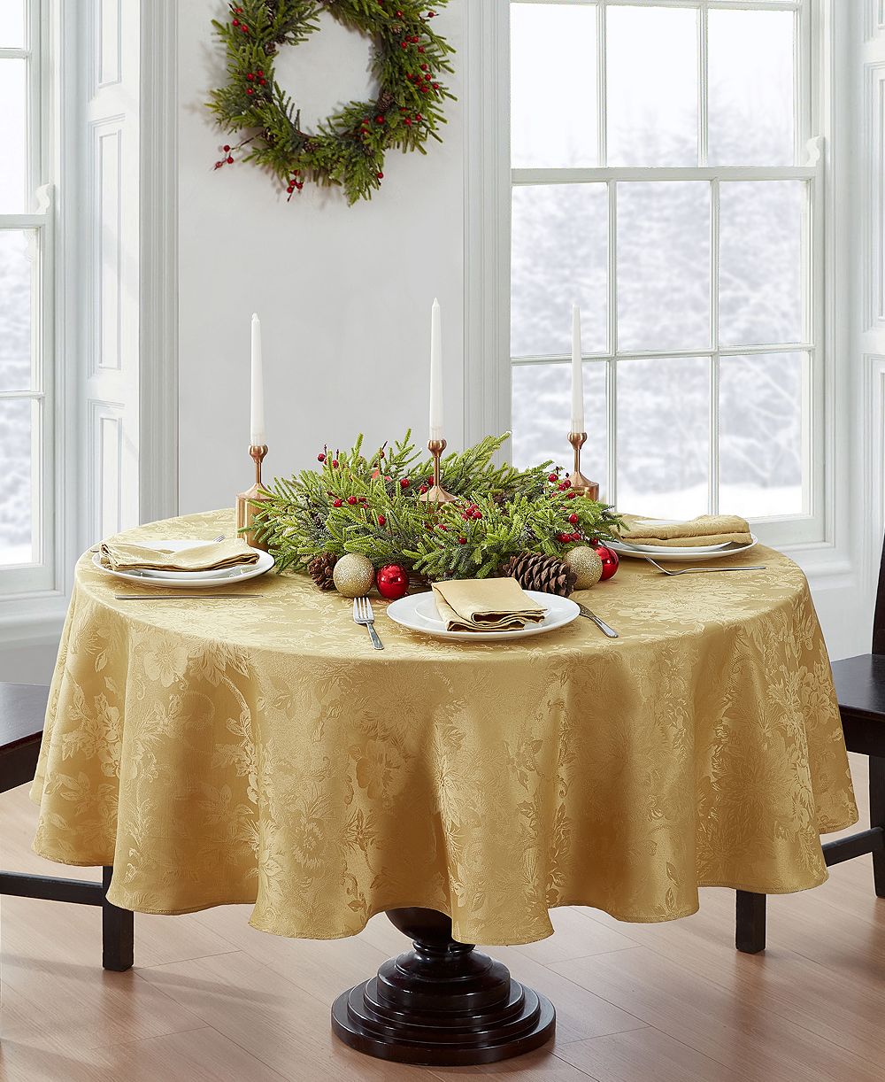 Elrene праздничная скатерть Jacquard Holiday Tablecloth, 60" x 84" Oval