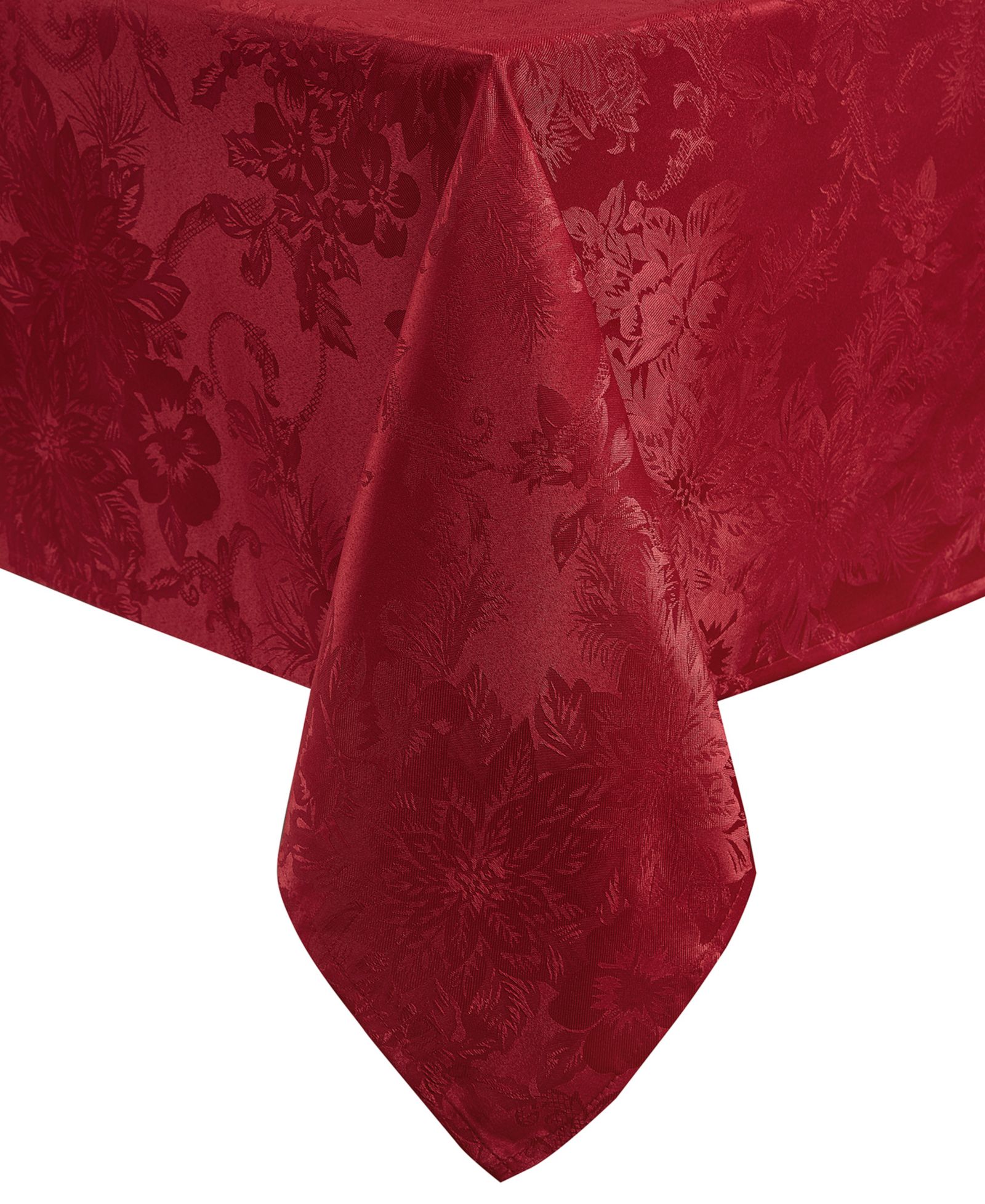 Elrene Poinsettia Elegance Jacquard Holiday Tablecloth - 60" x 120"