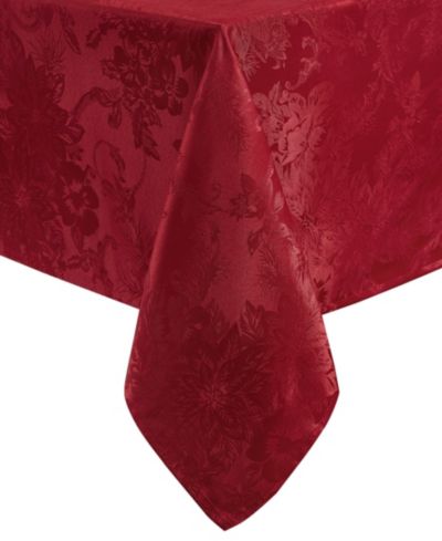 Elrene Poinsettia Elegance Jacquard Holiday Tablecloth - 60" x 120"