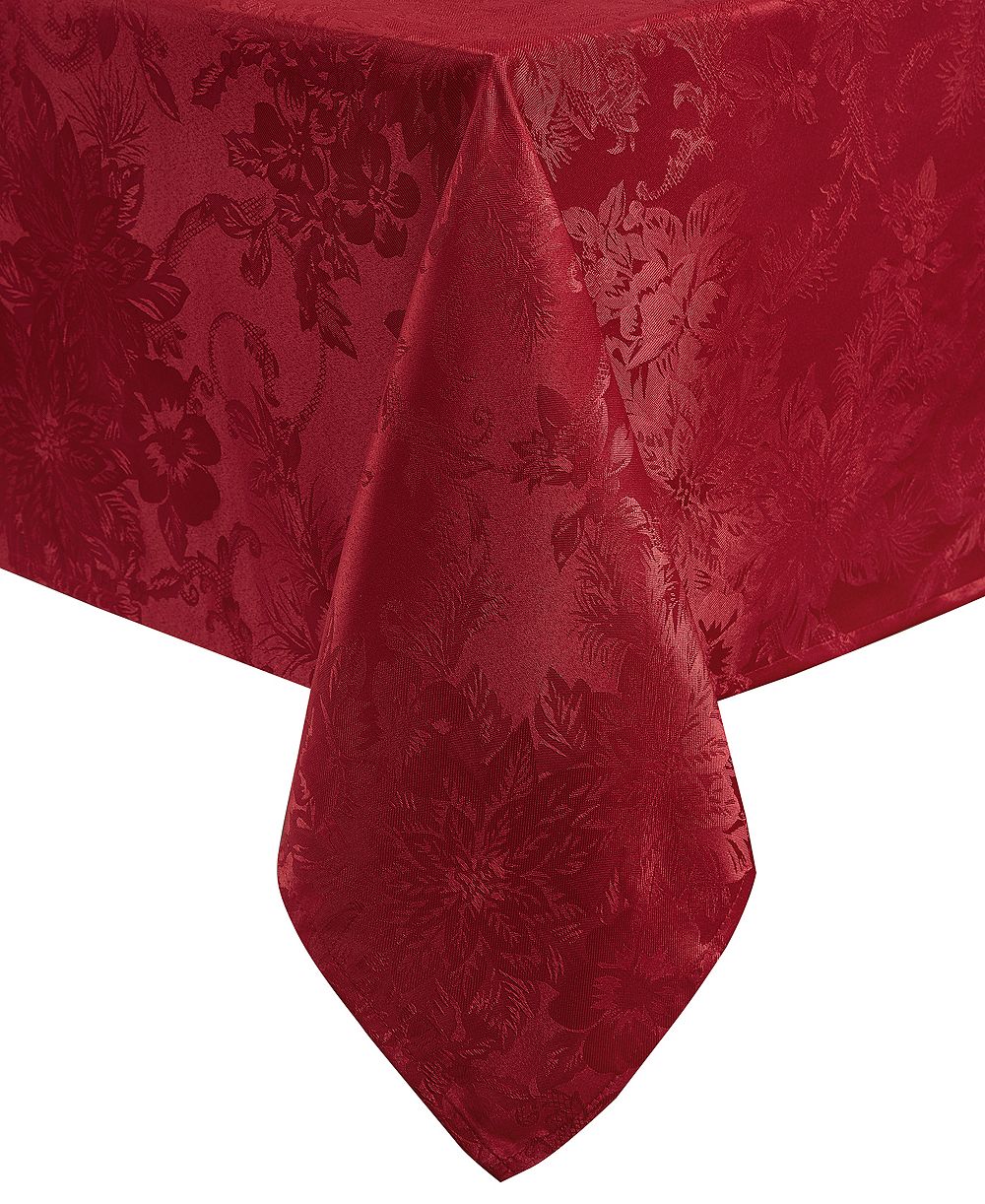 Elrene Poinsettia Elegance Jacquard Holiday Tablecloth - 60" x 144"
