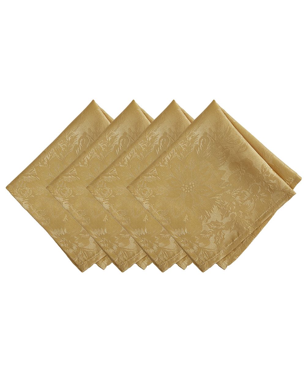 Декоративные салфетки Elrene Poinsettia Elegance Jacquard, набор из 4 шт
