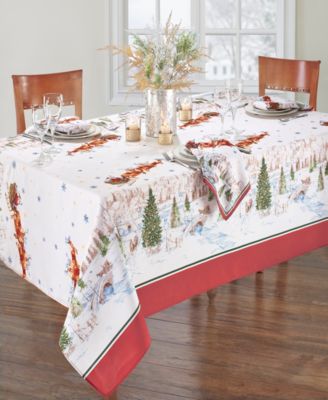 Elrene Santa's Snowy Sleighride Tablecloth - 60" x 84" Rectangle