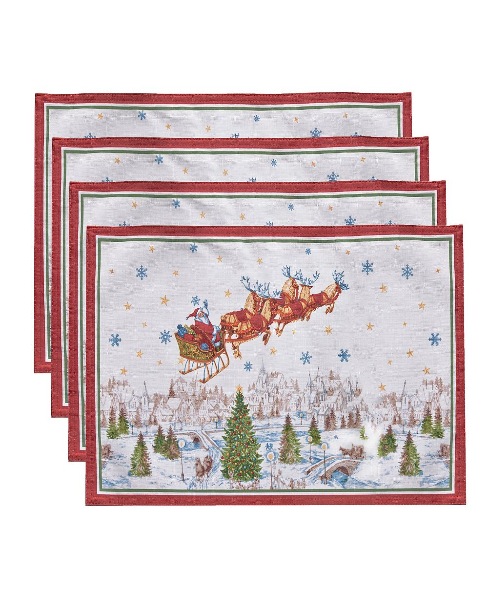 Подставка под тарелку Elrene Santa's Snowy Sleighride, набор из 4 шт.