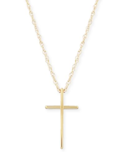 Solid Cross Necklace Set in 14k Yellow, White or Rose Gold