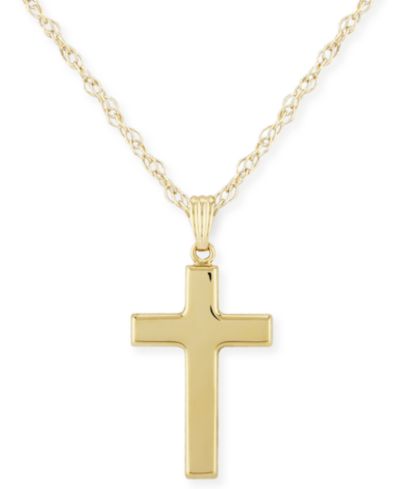 Flat Cross Necklace Set in 14k White Or Yellow Gold