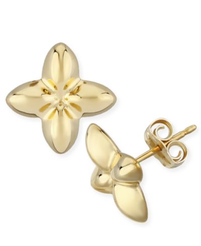 Macy's Серьги-гвоздики Fluer De Lis из золота 14k (10mm)
