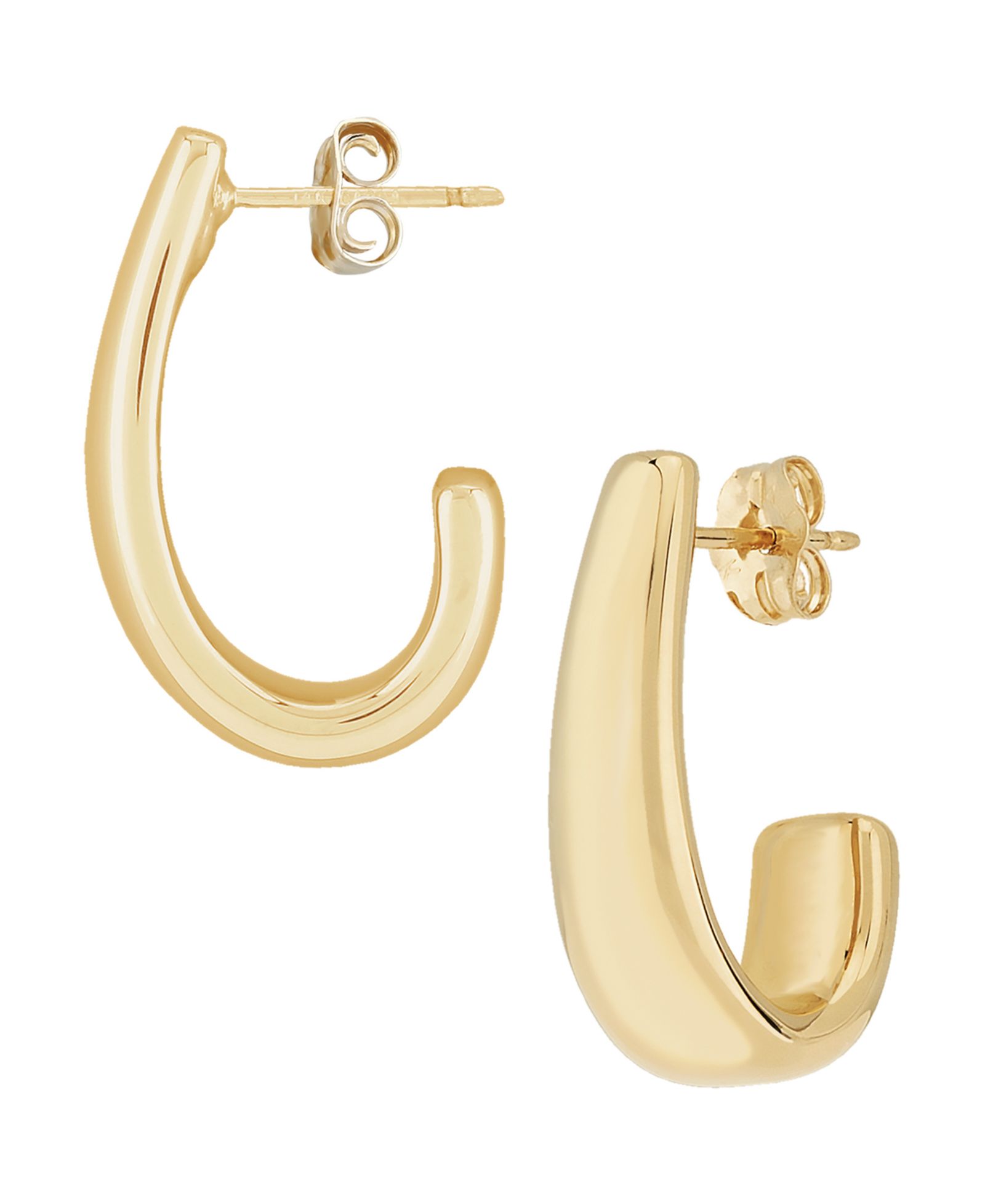 J-Hoop Earrings Set in 14k Yellow or White Gold