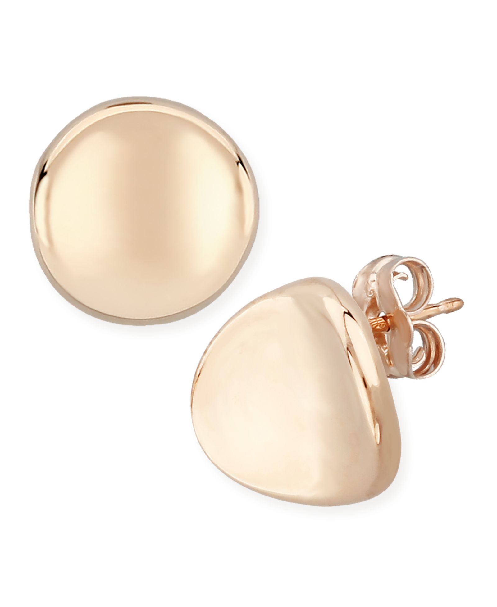Dapped Disc Stud Earrings Set in 14k Yellow, White or Rose Gold (10mm)