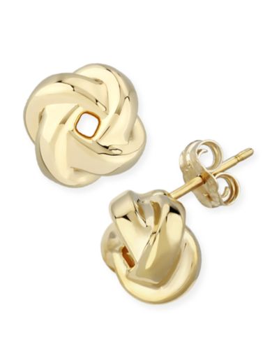 Love Knot Stud Earrings Set in 14k Gold (8mm)