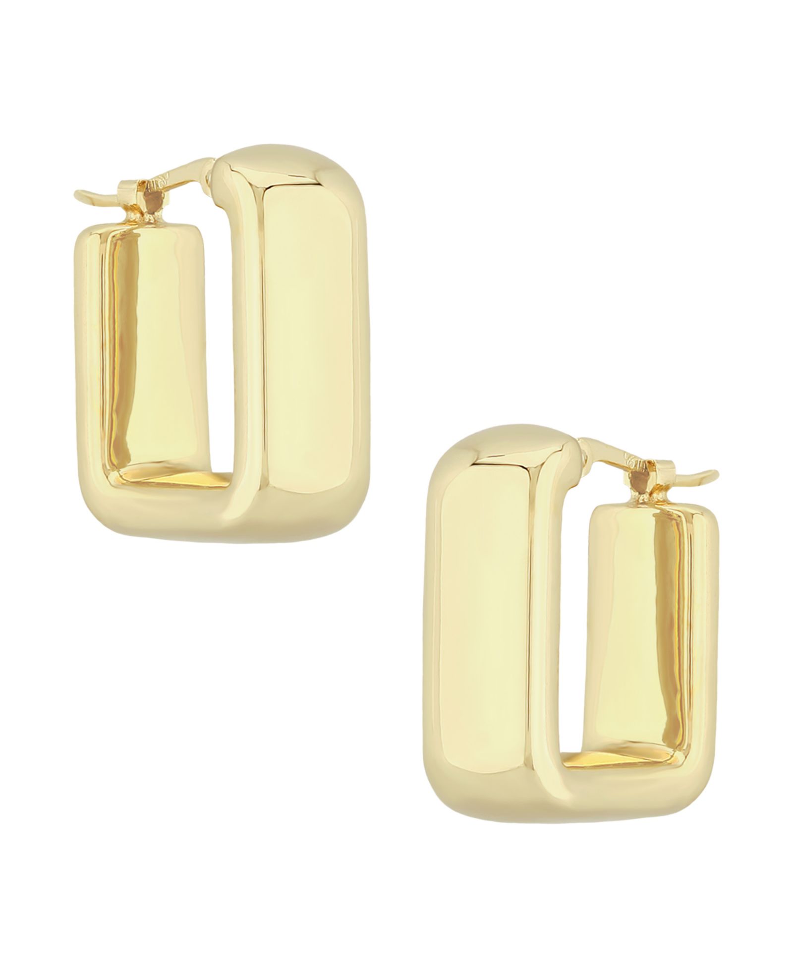 Комплект квадратных серьг-кольцо из золота 14k