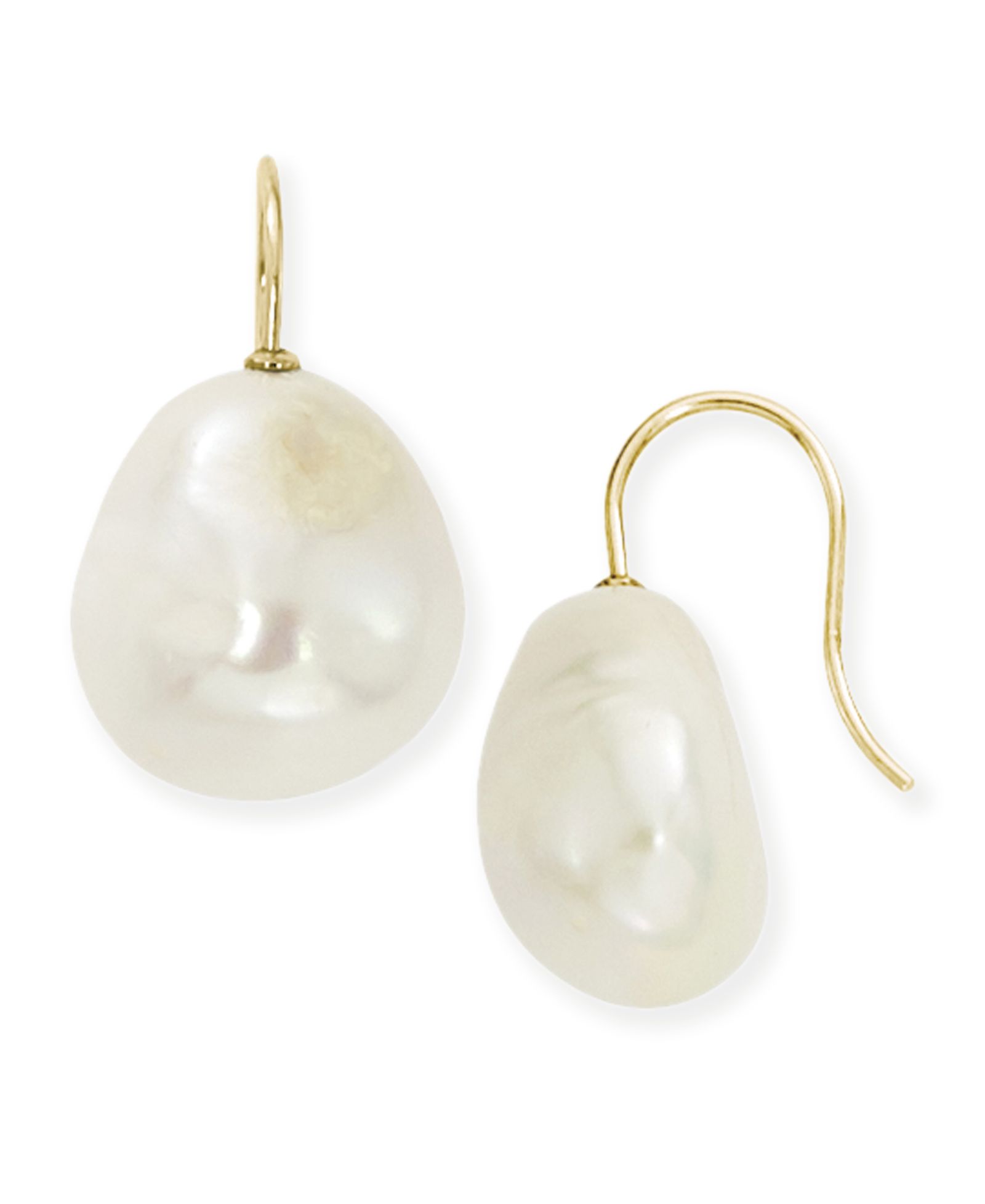 Macy's Серьги-подвески с барочным жемчугом, 14k Gold, 12 mm