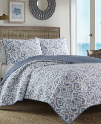 Tommy Bahama Cape Verde Smoke Reversible 3-Piece Quilt Set, King