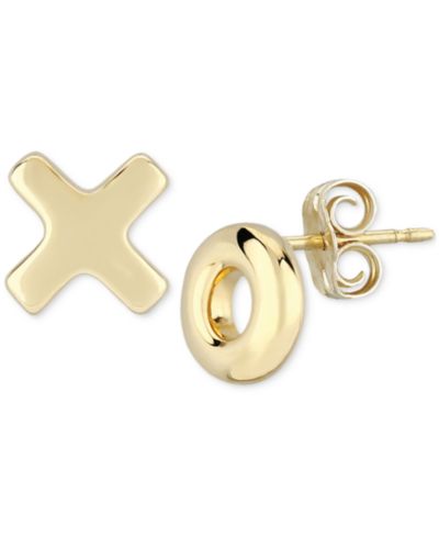 Набор серег-гвоздик X & O из желтого золота 14k (8mm)