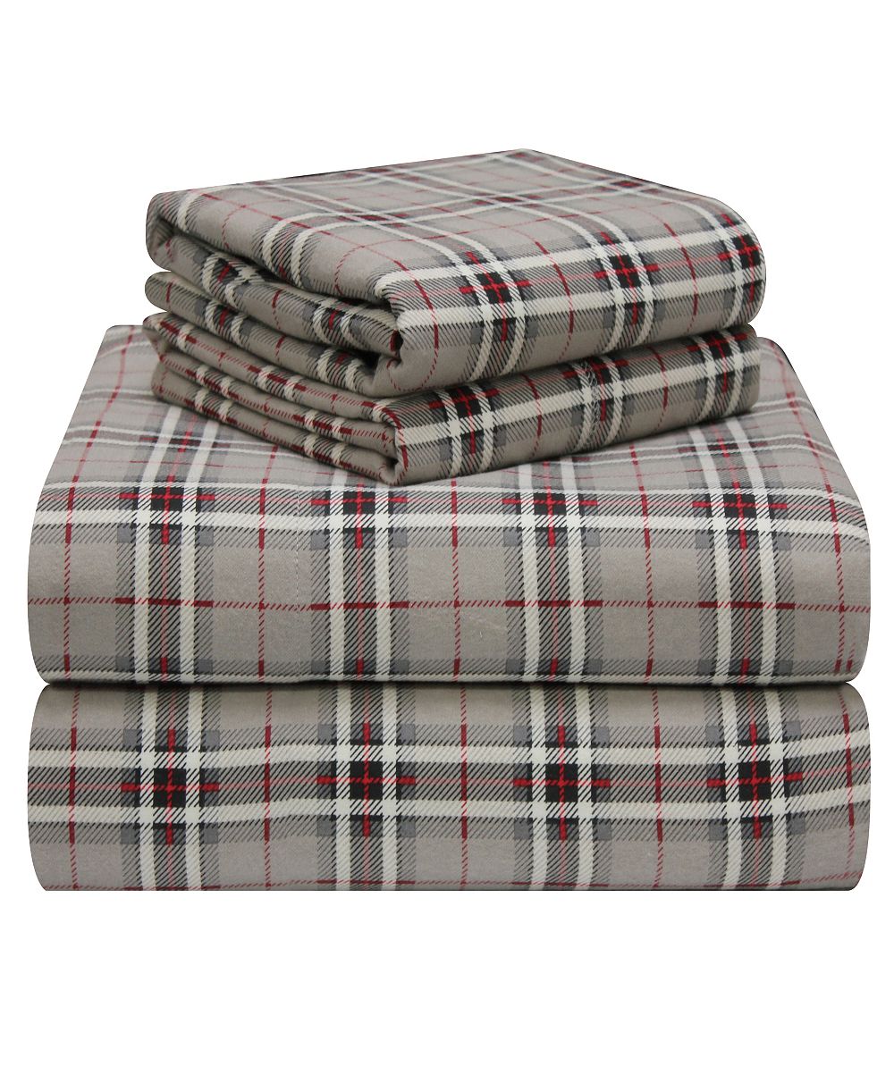Комплект простыней Pointehaven Plaid Flannel Sheet Set, King