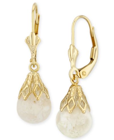 Серьга-подвеска с дробленым опалом (1 ct. t.w.) из 14k желтого золота