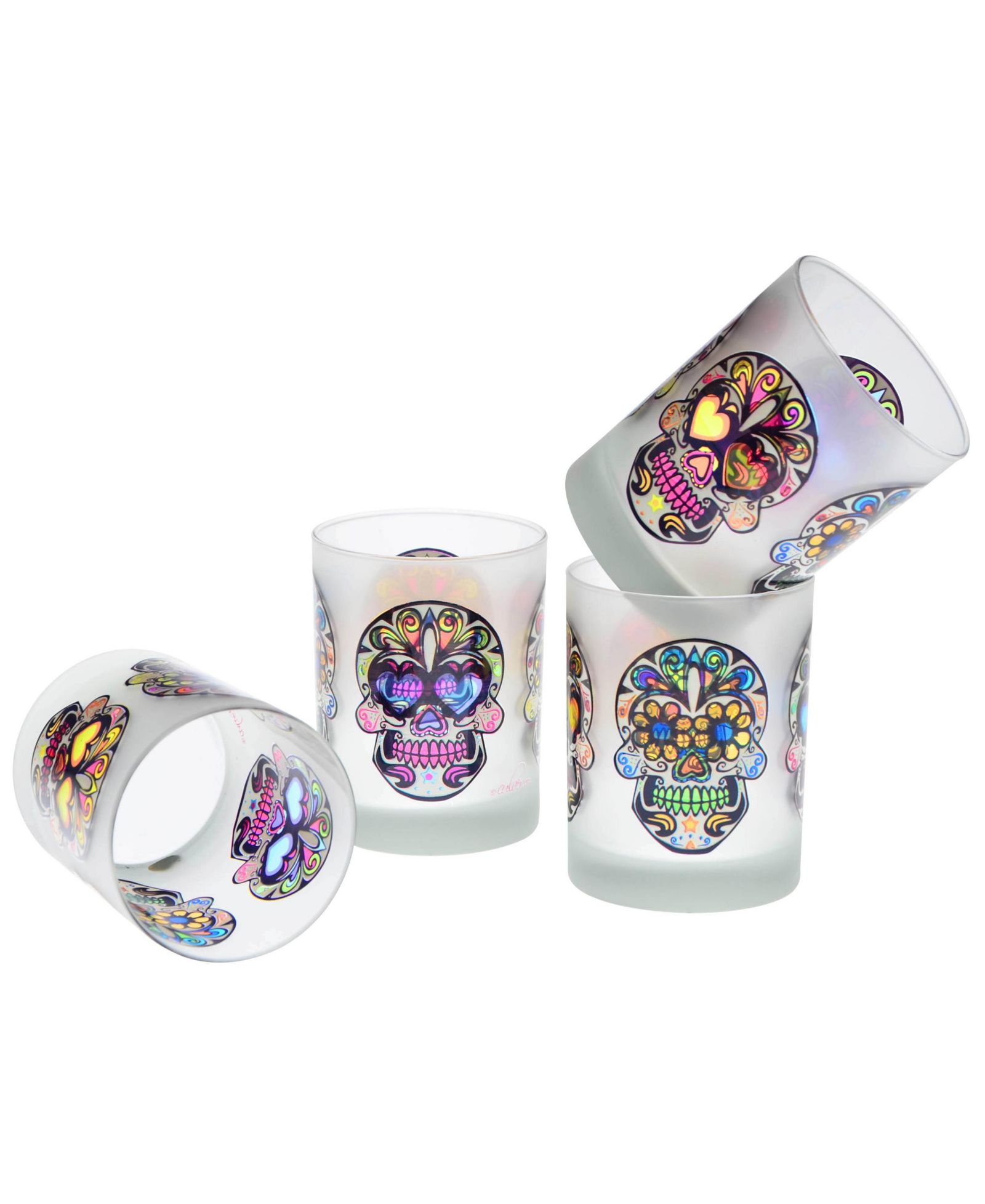 Набор из 4 бокалов Culver Sugar Skull DOF объемом 14 унций