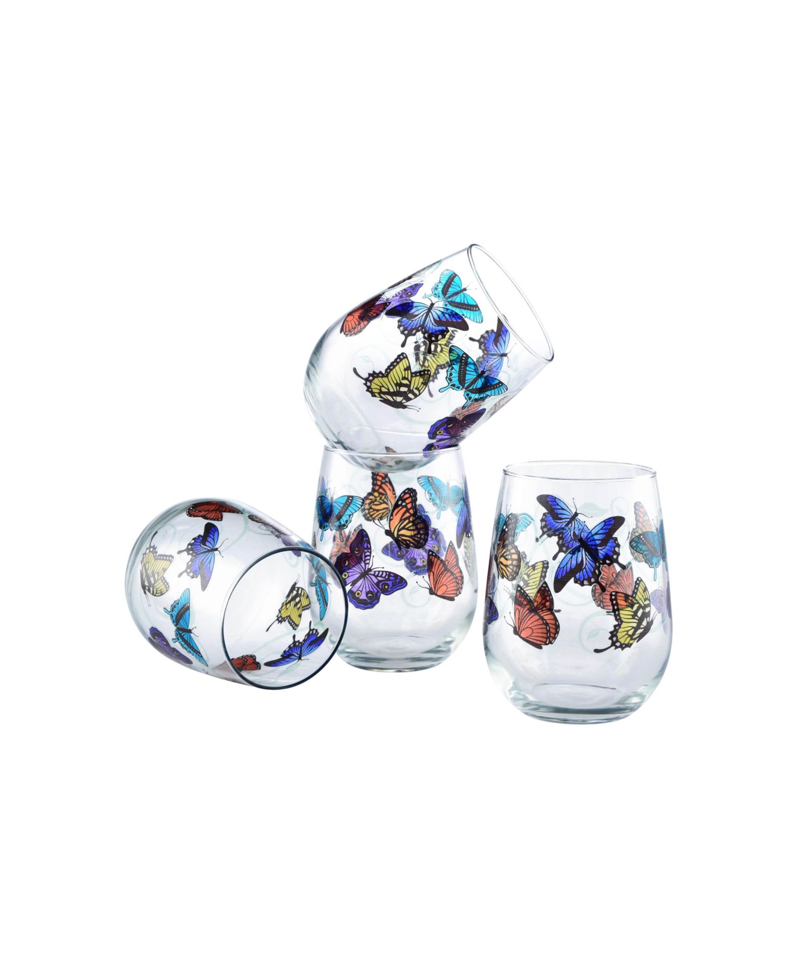 Culver Butterflies набор из 4 бокалов для вина 15-Ounce