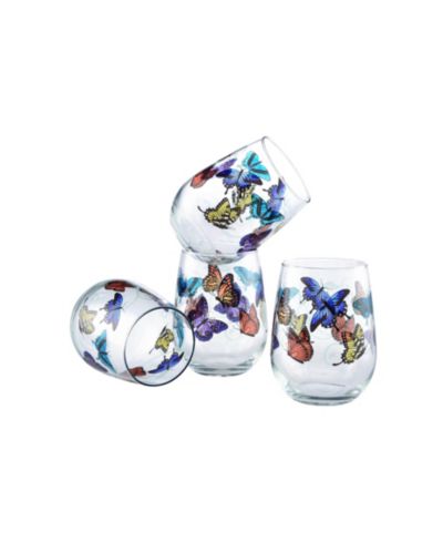Culver Butterflies набор из 4 бокалов для вина 15-Ounce