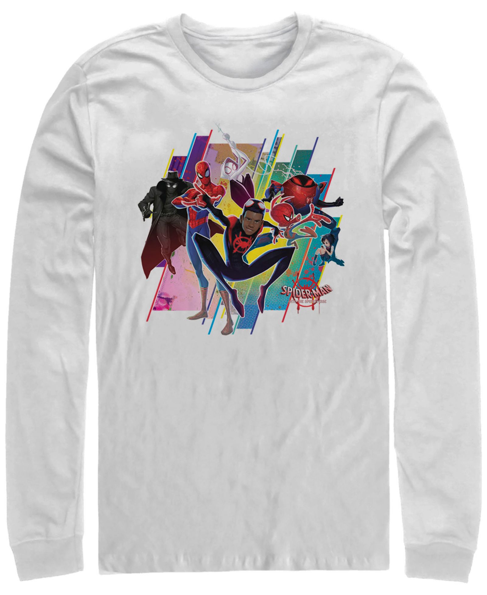 Marvel Men's Spider-Man Into the Spider-Verse Miles Morales Group, Long Sleeve T-shirt