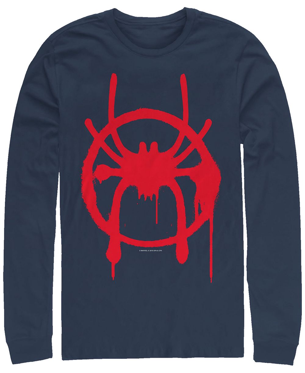 Marvel Men's Spider-Man Into the Spider-Verse Miles Morales Chest Logo, Long Sleeve T-shirt
