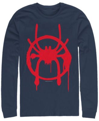 Marvel Men's Spider-Man Into the Spider-Verse Miles Morales Chest Logo, Long Sleeve T-shirt