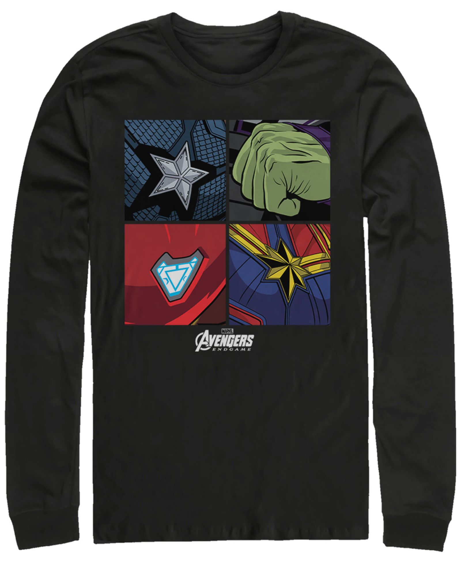 Marvel Men's Avengers Endgame Box Up Hero Logos, Long Sleeve T-shirt