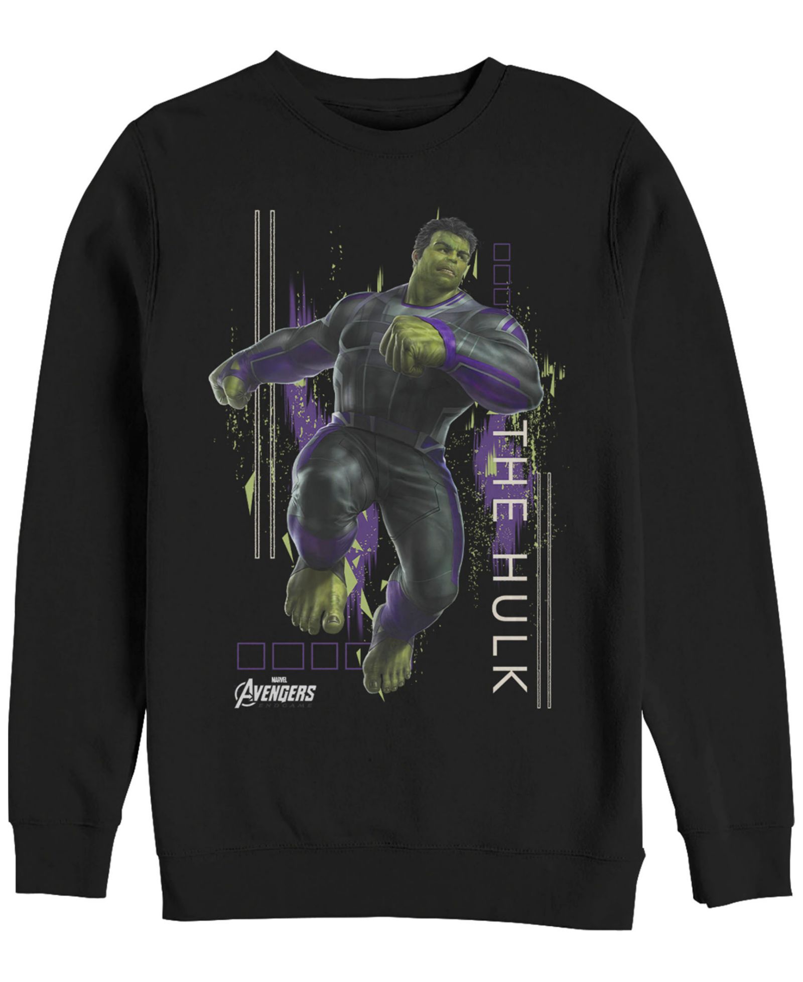 Мужской флисовый свитшот Marvel Avengers Endgame Hulk Action Pose, с круглым вырезом