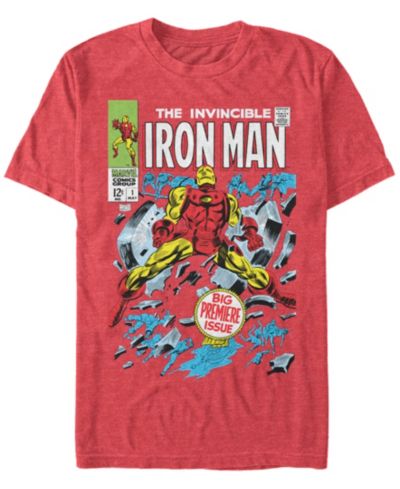 Marvel Мужская футболка Iron Man Invincible Premier Issue Comic Book Cover с коротким рукавом