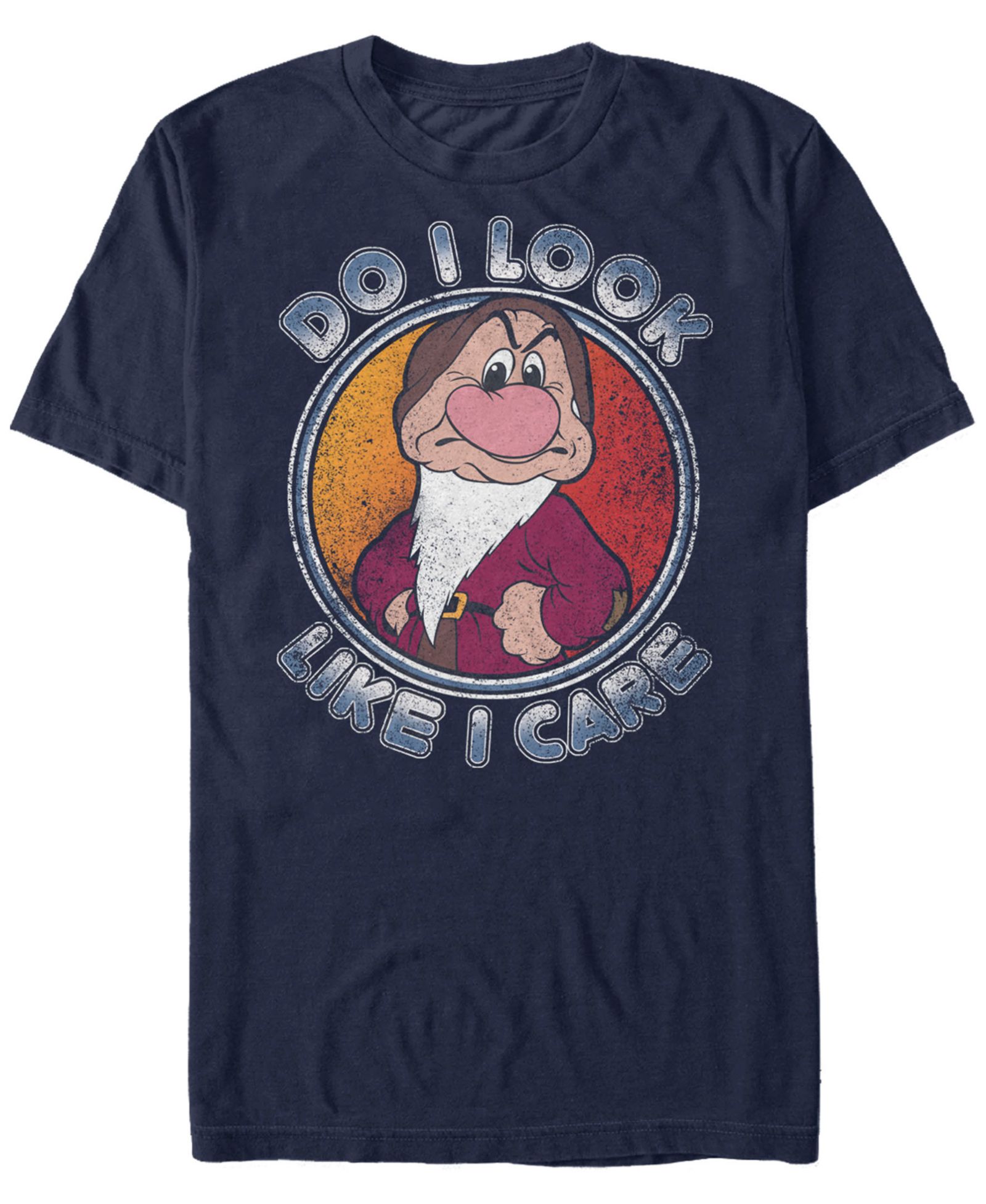 Disney Men's Snow White Dwarf Grumpy Do I Look Like I Care, Short Sleeve T-Shirt