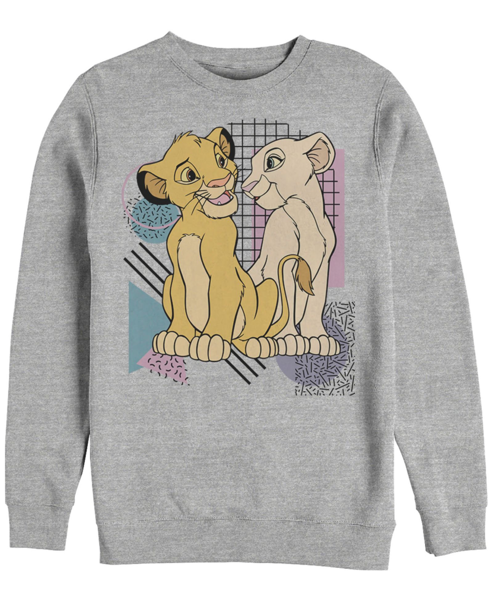 Флисовая кофта Disney Men's Lion King Retro Simba and Nala с круглым вырезом