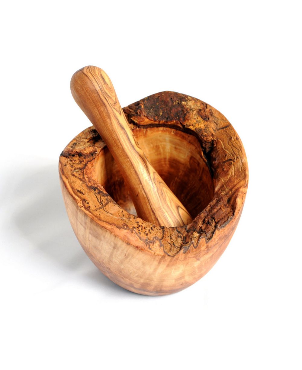 BeldiNest Olive Wood Rustic Edge Pestle and Mortar