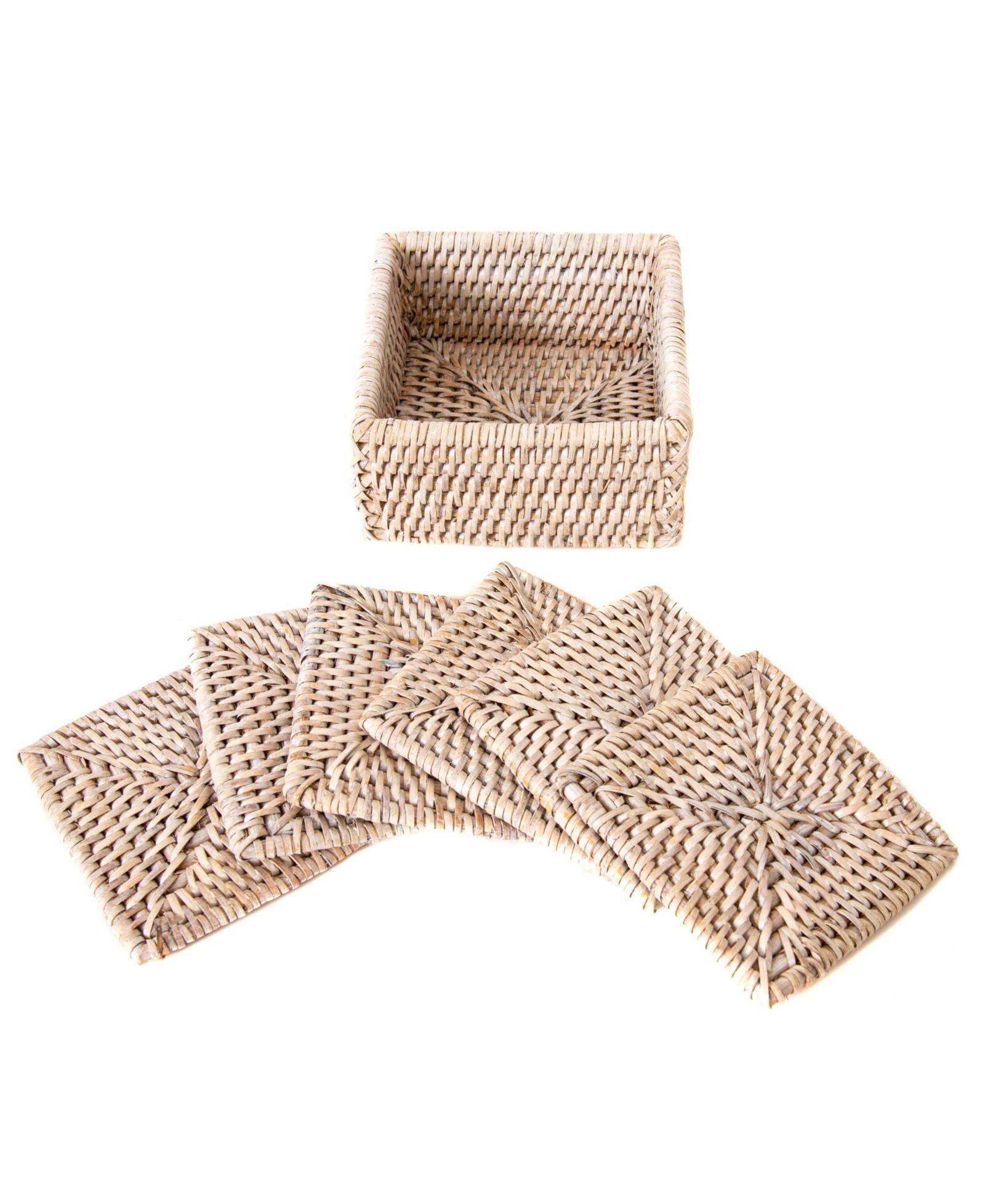 Artifacts Trading Company Набор квадратных подставок из ротанга, 7 штук