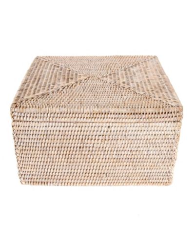 Rattan Storage Box with Lid Flat File Organizer Basket Storage