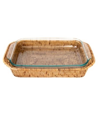 Artifacts Trading Company Rattan Rectangular Baker Basket with Pyrex