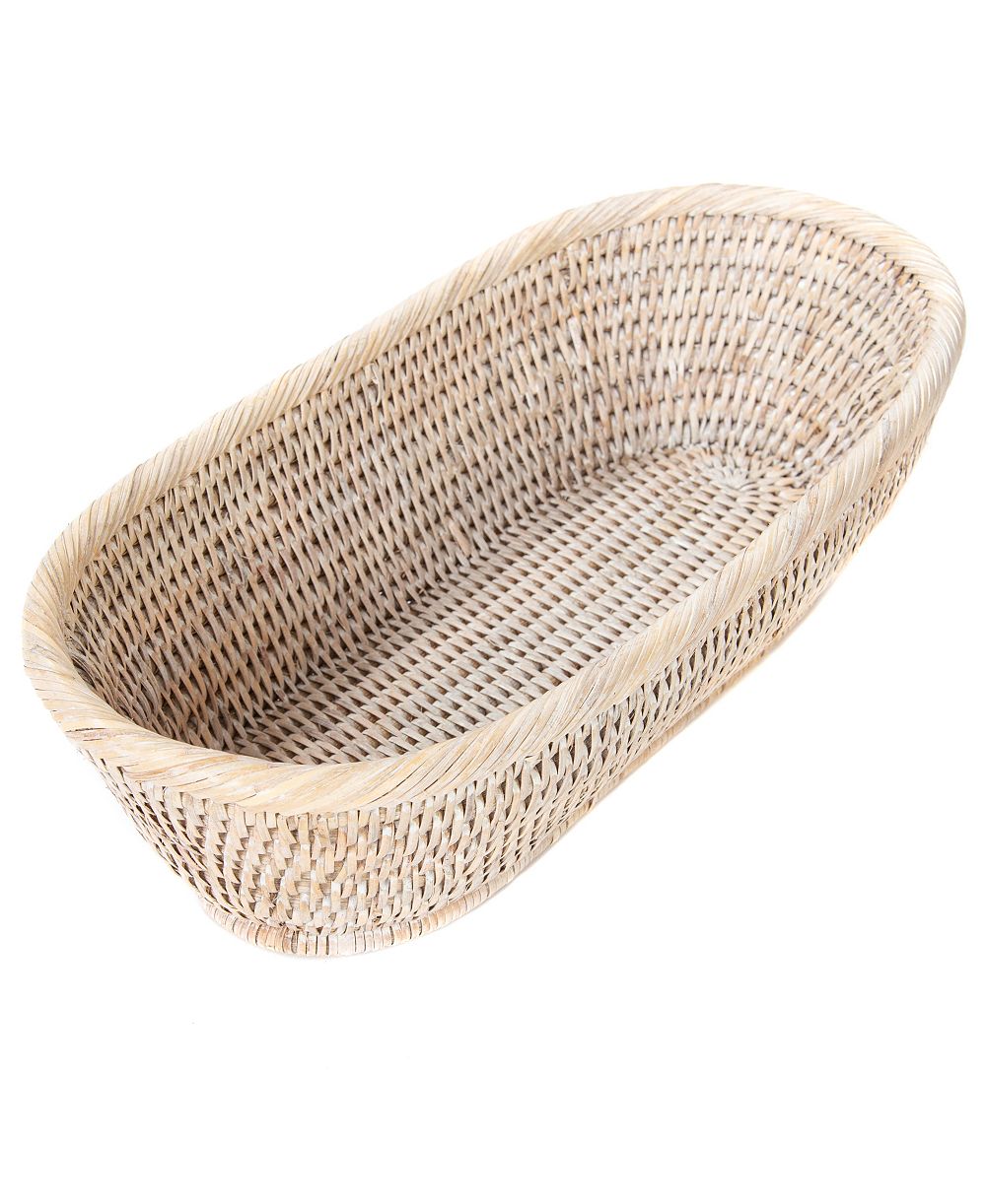 Hand Woven Rattan Oval Bread Basket Serving Tray Display