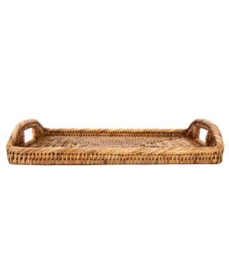 Artifacts Trading Company Artifacts Rattan Rectangular Serving Tray With High Handles