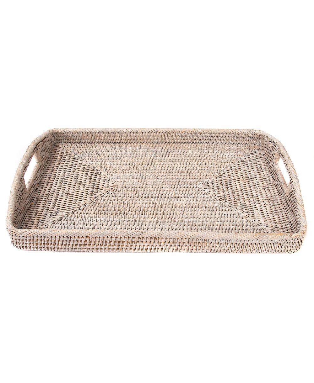 Artifacts Trading Company Rattan Rectangular Serving Tray With High Handles