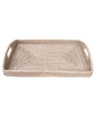Artifacts Trading Company Rattan Rectangular Serving Tray With High Handles