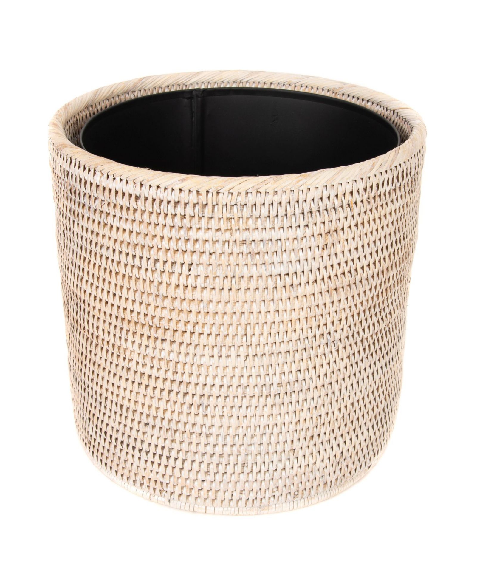 Artifacts Trading Company Rattan Round Waste Basket with Metal Liner