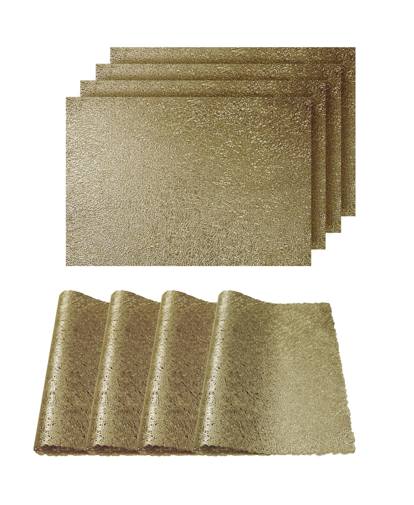 Салфетки для сервировки Dainty Home Reversible Metallic Lacey, нескользящие, 12" x 18", набор из 4 шт