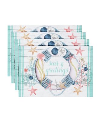 Laural Home Coastal Christmas салфетка для сервировки стола, набор из 4 шт