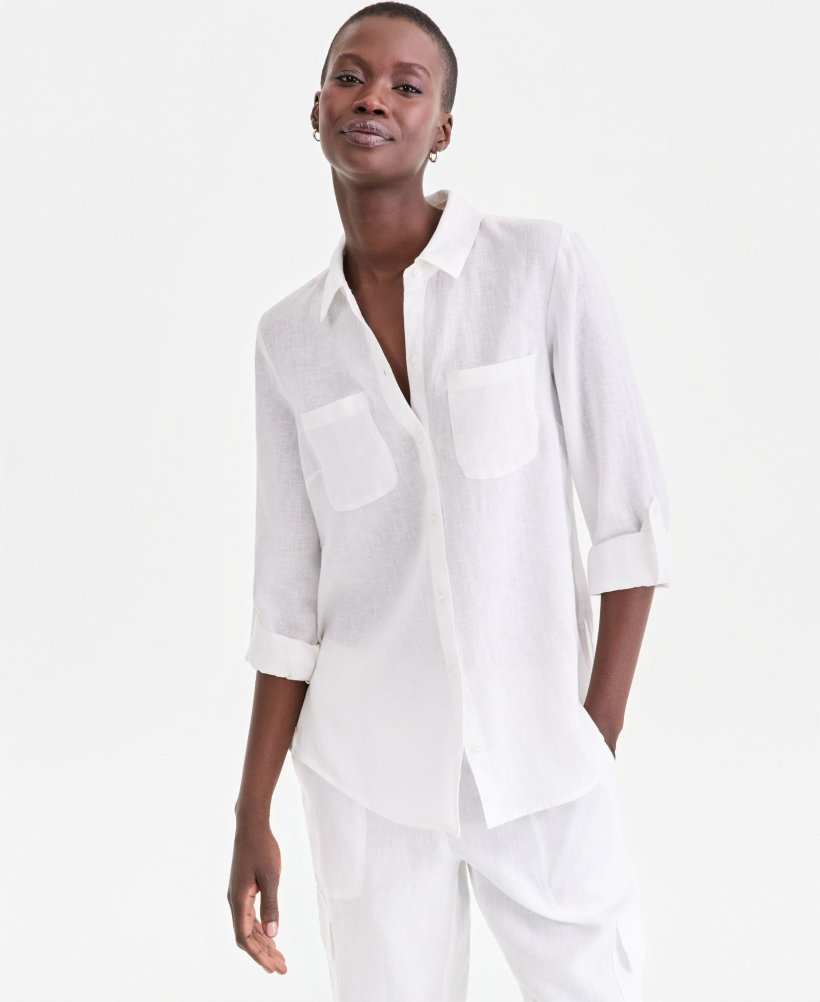 Charter Club Petite 100% Linen Button-Front Shirt, Created for Macy's