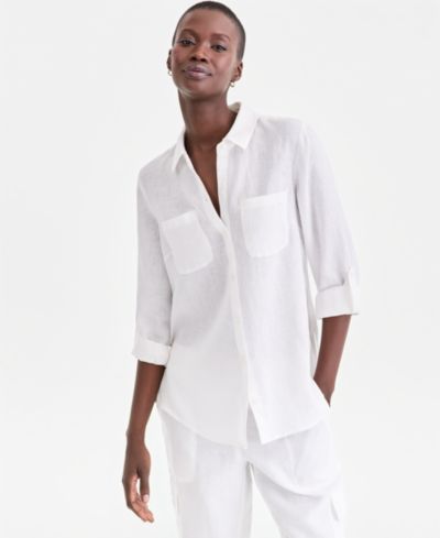 Charter Club Petite 100% Linen Button-Front Shirt, Created for Macy's