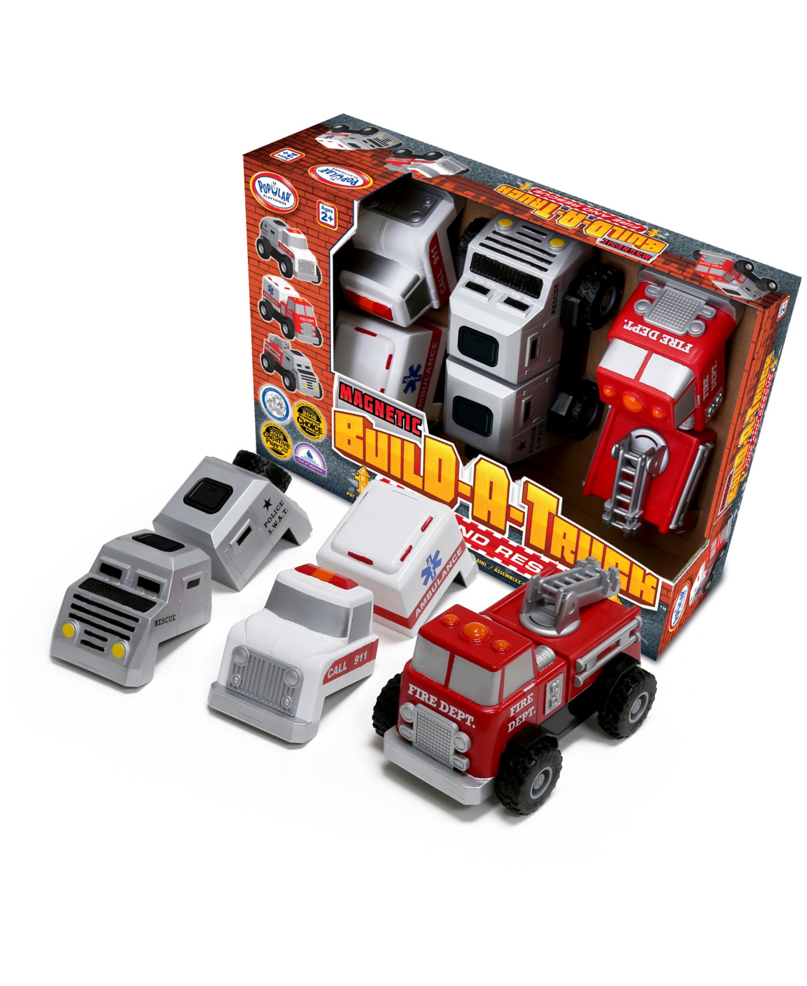 Popular Playthings магнитный конструктор Magnetic Build-A-Truck - Fire and Rescue
