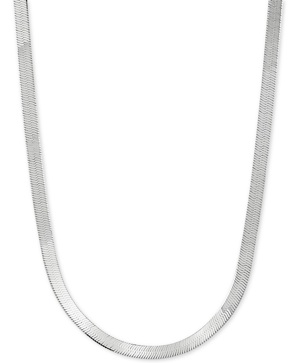 Herringbone Link 18" Chain Necklace in Sterling Silver